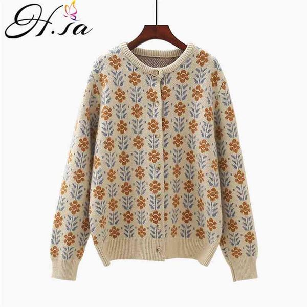 

women sweater long sleeve floral cardigans open stitch knitted jackets vintage clothes 210430, White