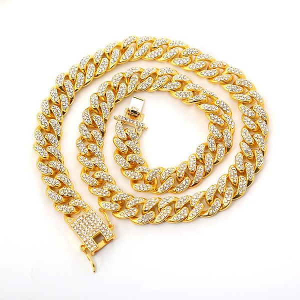 

chains yunli 2021 european and american hip-hop style men's gold chain over drilling miami cuban necklace trend boy, Silver