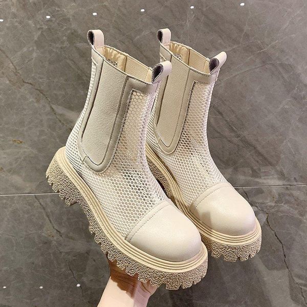 

sandals smoke tube boots women's spring and summer thin breathable hollow mesh 2021 thick-soled, Black