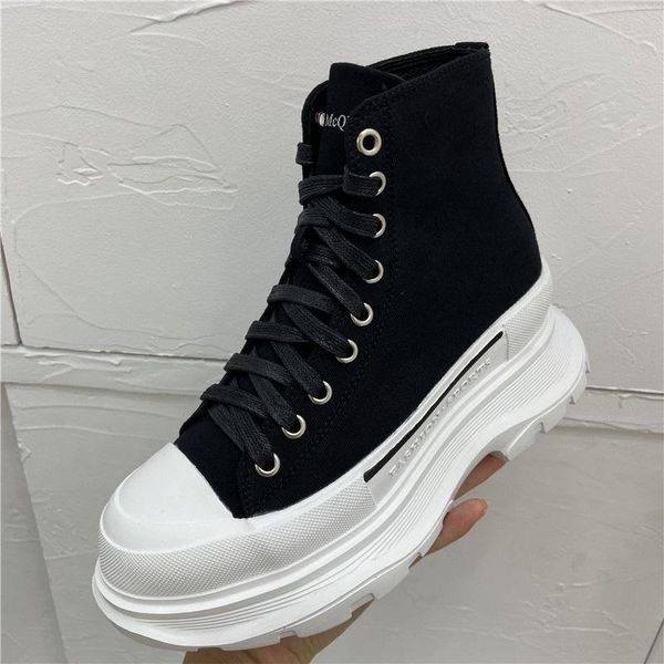 

boots mckunda black canvas high shoes socks 2021 autumn breathable short women