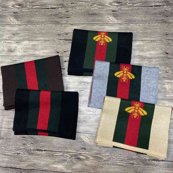 

new little bee color matching stripe men's women's universal black and white two-color double-sided warm scarf bib, Blue;gray