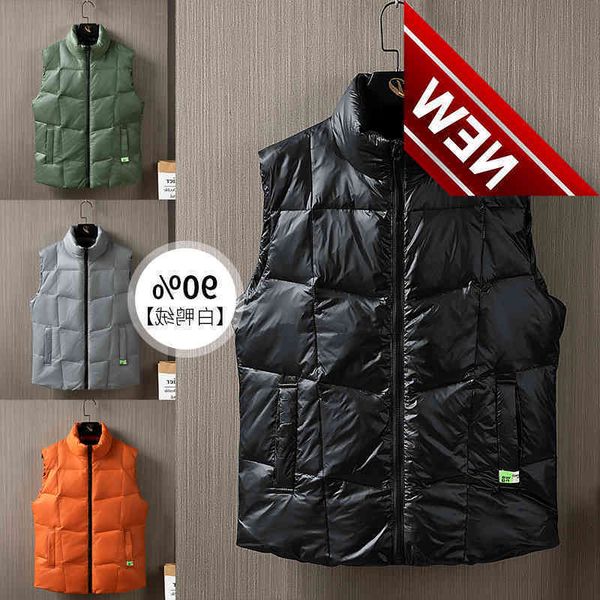 

down jacket vest men's thin white duck korean loose waistcoat 2021 new autumn and winter casual all-match men, Black