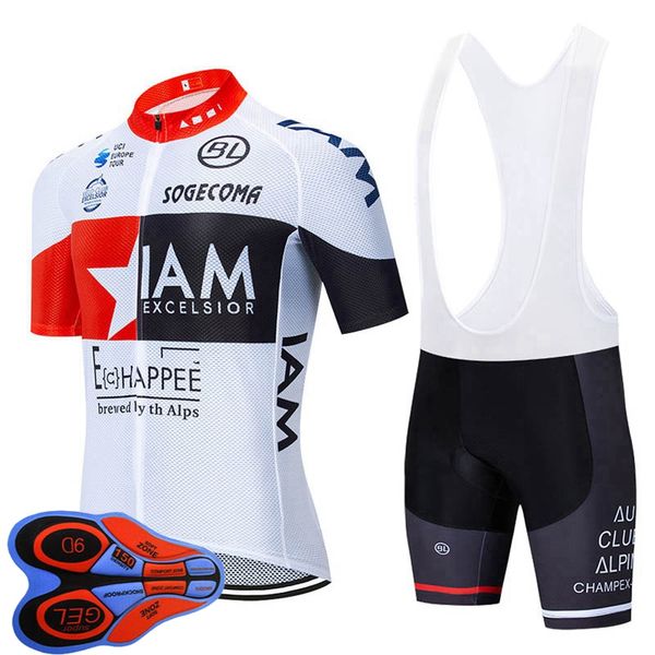 IAM Team Atmungsaktives Herren-Radsport-Kurzarmtrikot, Trägershorts-Set, Sommer-Straßenrennen-Bekleidung, Outdoor-Fahrraduniform, Sportanzug, Ropa Ciclismo S210050774