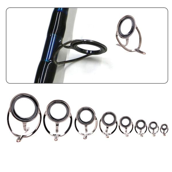 

boat fishing rods 2021 8pcs 6# - 30# stainless steel eye rings rod guides tips line repair kit