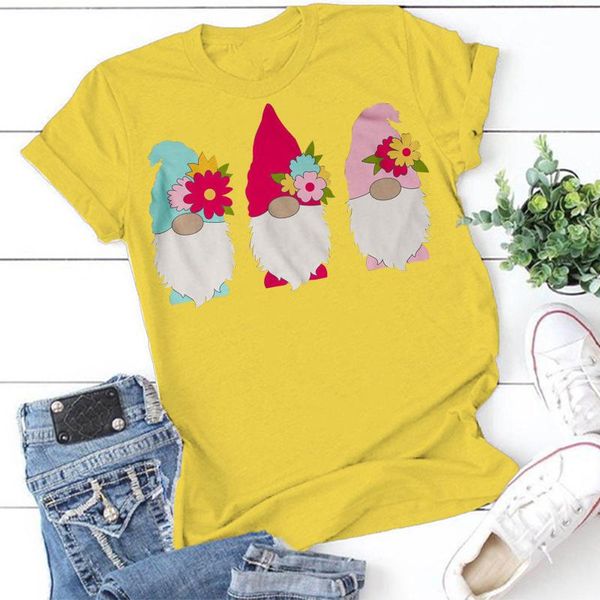 

women's t-shirt women t-shirts 2021 oversize tee casual dwarf flower print summer short sleeves o-neck loose easter t shirt woman, White