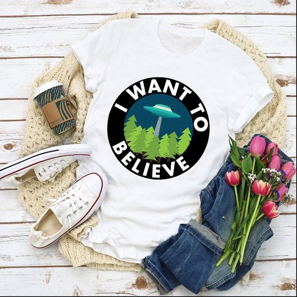 

women graphic cartoon ufo fashion printing summer t shirt lady clothes womens clothing tee female, White