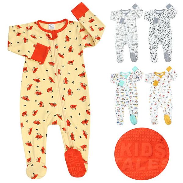

baby clothes born boys girls christmas cartoon romper zip front non-slip footed sleeper pajamas outfits jumpsuits, Blue