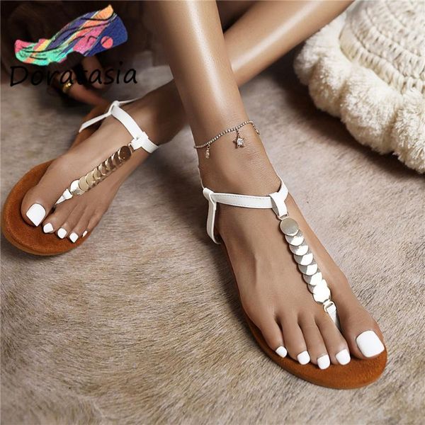 

rome flip flop female sandals sold buckle flat metal women solid casual trendy shoes woman, Black