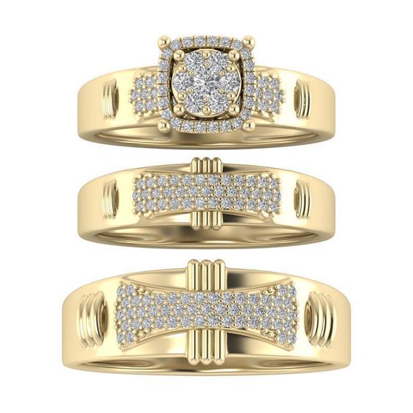 

wedding rings fashion jewelry rings, cubic alloy zircon three-piece ring, ms ring, Slivery;golden