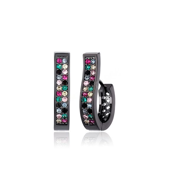 

4mm women's hoop earrings with 3 colors zircon rectangle drop earrings hip hop fashion jewelry accessories, Golden;silver