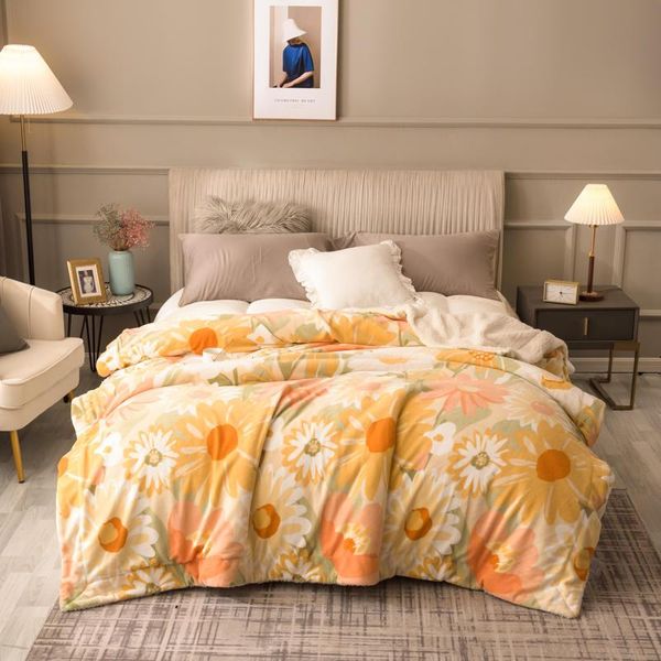 

blankets 1 pc winter warm flannel blanket for beds sunflower print queen size cobertor girls lamb cashmere king double bed plaid