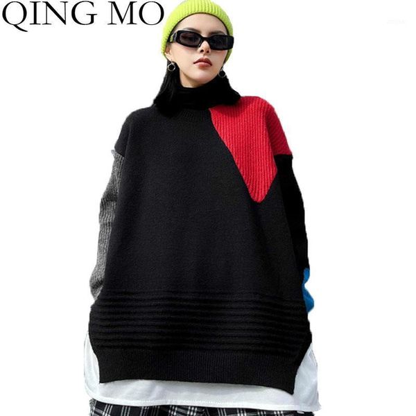 

black stitching color women sweater 2021 spring patchwork knitted coat fake two piece pullover qyf226a women's sweaters, White;black