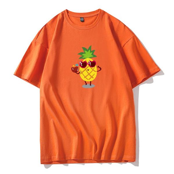 

women's t-shirt harajuku kawaii pineapple fruit printed female t shirt women casual loose large size short sleeve tshirt girls korean, White