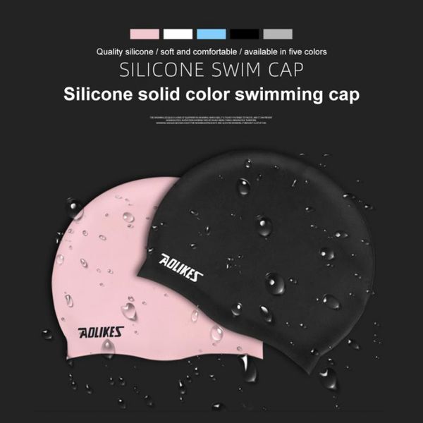 

swimming caps aolikes silicone cap for waterproof elastic protection long hair ultrathin pool hat ear protector