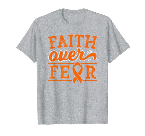 

faith over fear kidney cancer awareness ribbon gifts t-shirt, White;black