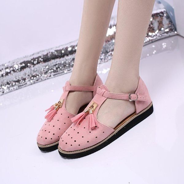 

sandals summer style flat bottom platform women's sandal large size buns with hollow tassel hole, Black