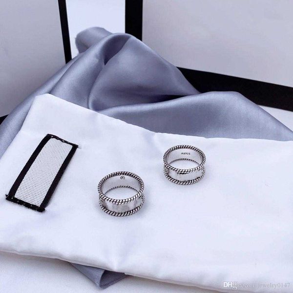 

letter interweaving pattern ring 925 sterling silver ring old carved rough lace ring simple and versatile fashion jewelry