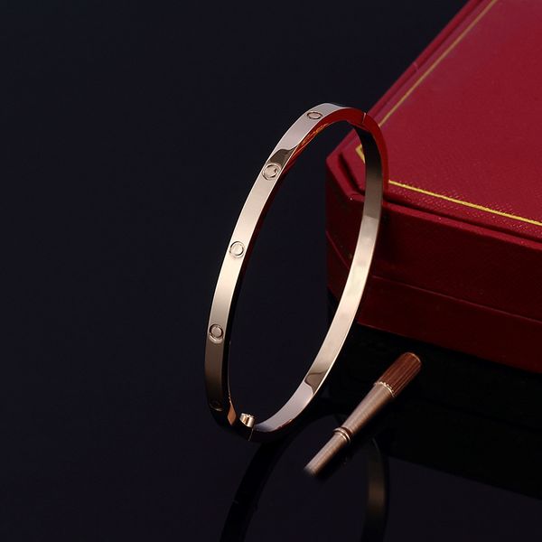 

4mm thin fashion 2022 bangle love heart bracelet silver rose gold ladies men screwdriver couple bracelets, Black