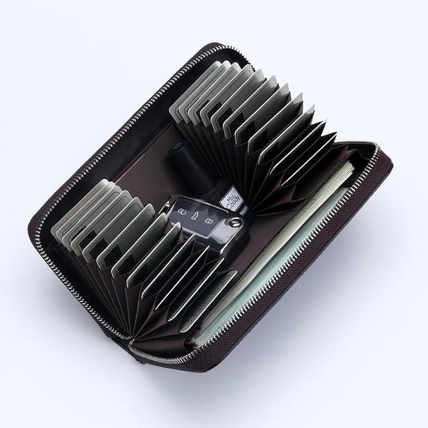 

wallets first layer cowhide rfid organ card holder men's leather passport wallet sleeve key case, Red;black