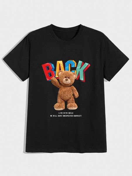 

men cartoon & slogan graphic tee 48vz#, White;black