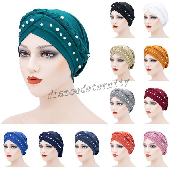 

muslim turban scarf for women islamic inner hijab caps braid beads turban arab wrap head scarves femme musulman turbante mujer, Blue;gray