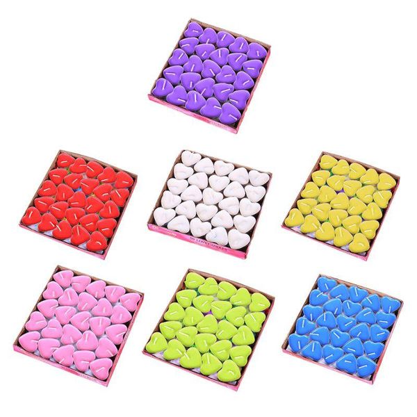 

50pcs/box love heart tealight candles smokeless candle valentine proposal gift