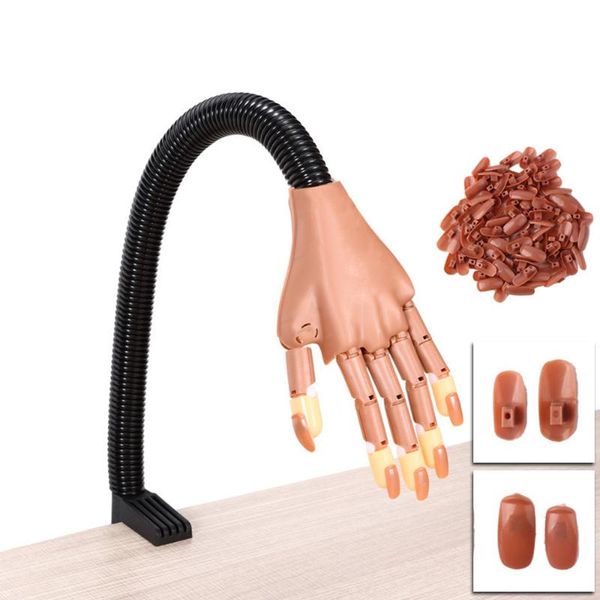 

nail art equipment diozo adjustable training hand practice fake with 100pcs acrylic tips flexible nails holder manicure tools, Silver