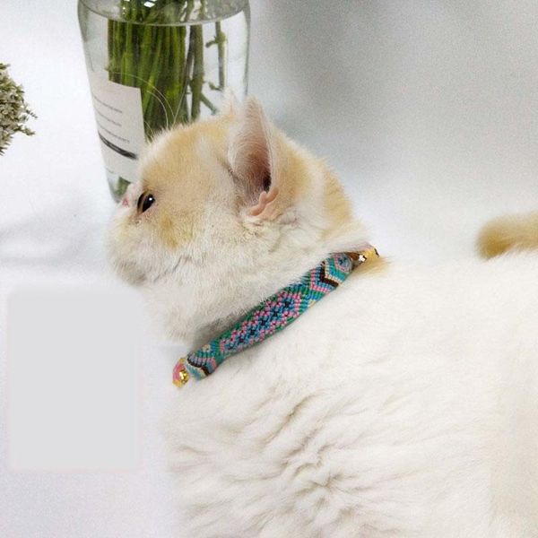 

cat collars & leads cute flower print pet fashion accessories leather necklace lucky bells collar with bell supplies