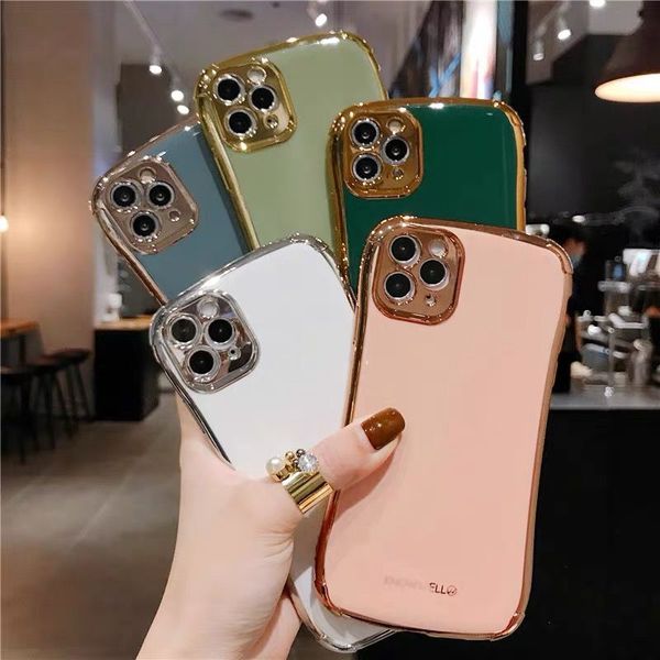 

luxury solid color case for iphone11promax apple xsmax phone shell xr plating 7p soft 8plus couple se female multicolor case