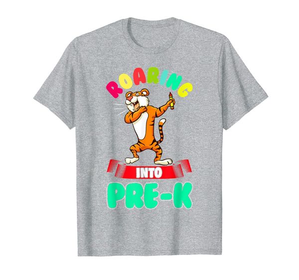 

roaring into preschool first day of preschool pre-k t-shirt, White;black