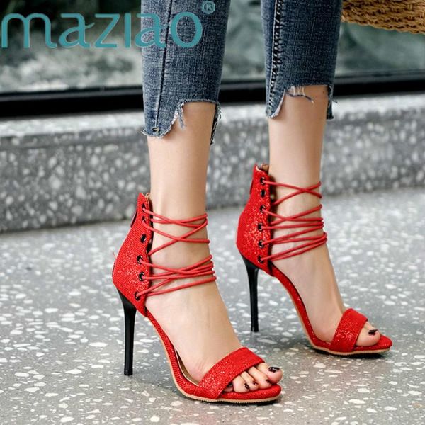 

red pointed fish mouth cross stilettos sharp point toe summer women's sandals lace-up thin high heels cover heel shallow maziao, Black