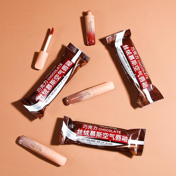 

lip gloss chocolate mist matte glaze velvet air silky texture tint waterproof no fading lasting non-stick cup cosmetics