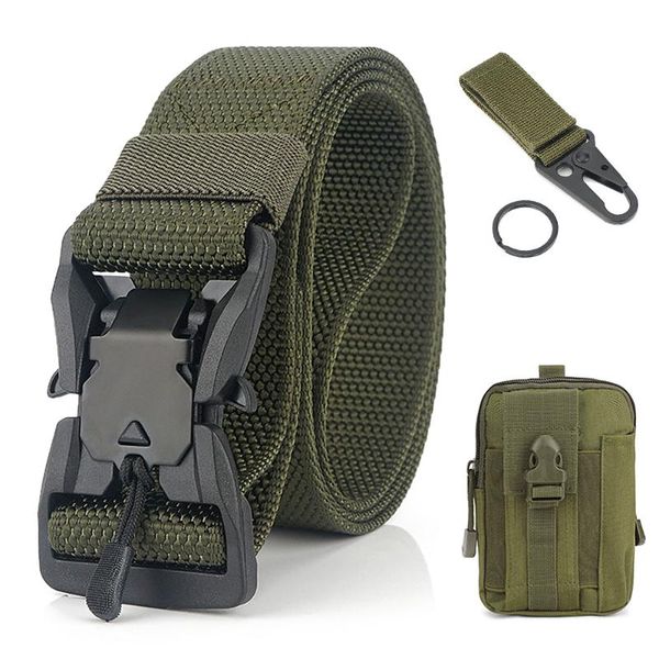 

tactical belt men military accessories nylon waist with molle pouch adjustable heavy duty training support, Black;gray