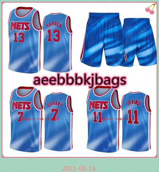 

men basketball jerseys 7 durant 13 harden 11 irving blue city 20 21 jersey, Black;red