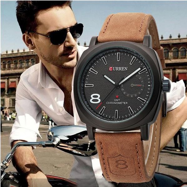 

wristwatches curren brand watches men 2021 luxury business wrist watch leather quartz luminous sport mens clock, Slivery;brown