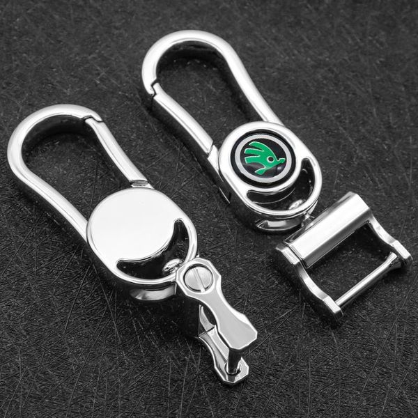 

keychains car keychain auto parts fashion with logo for skoda- citigo fabia rapid superb kamiq kodiaq favorit key rings, Silver
