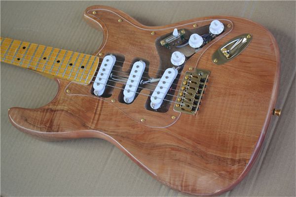 

custom - made small double - shake flock-grain water ripple blue gradient electric guitar body, maple fingerboard