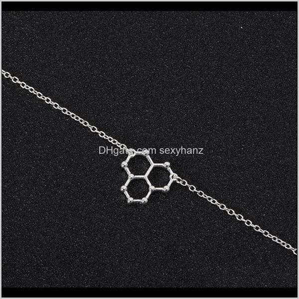 Charm Jewelry Drop Delivery 2021 30Pcs Ice Hydro Water H2O Molecule Structure Bracciale Scienza geometrica Chimica Formula ormonale Dopamina M