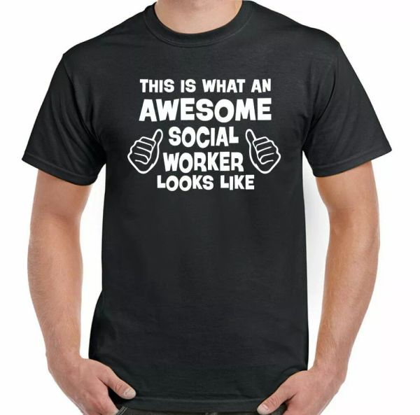 

social worker t-shirt this is what an awesome looks like mens funny, White;black