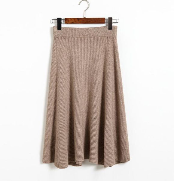 

skirts fall 2021 knitting temperament long umbrella skirt of tall waist, Black