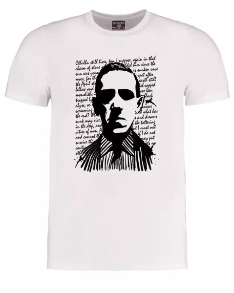 

hp lovecraft portrait- cthulhu inked script- youth sub t-shirt, White;black
