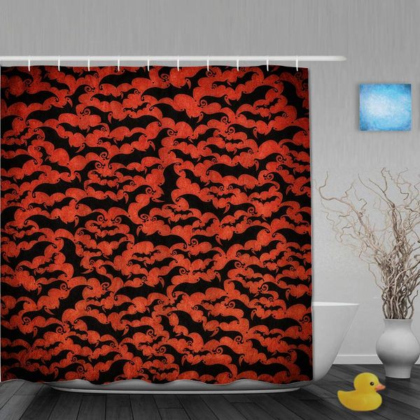 

bath shower curtain set with 12 hooks hallowen vintage paper pattern