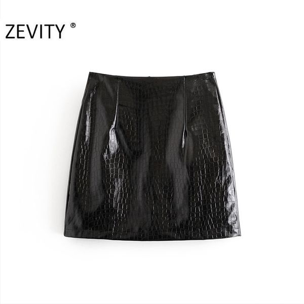 

autumn women vintage animal textue faux leather a line skirt faldas mujer office ladies back zipper chic vestido qun699 210420, Black