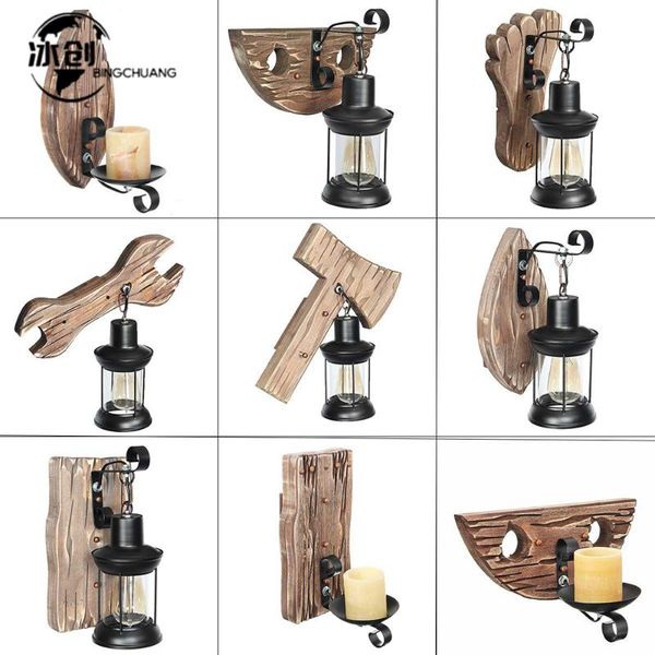 

retro vintage wood wall lamp industrial loft light home cafe bar fixture decoration restaurant 110-240v