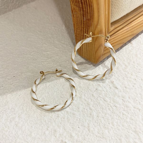 

spiral cross glaze white earrings fashion twist round earrings south designer east gate personality design oil dripping earrings, Silver