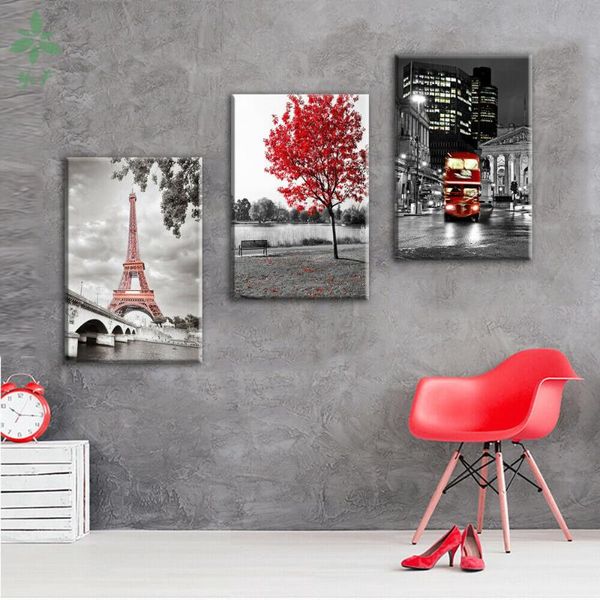 

paintings paris london modern city art 3 pcs canvas wall poster home decoration
