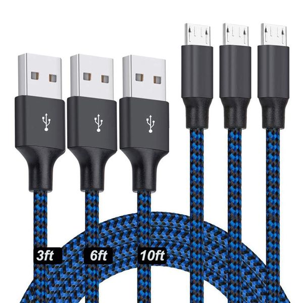 Tipo C Micro USB Cabo Nylon trançado High Speed ​​Speed ​​Micro-USB Cabos de sincronização Android Cabo 1m 2m