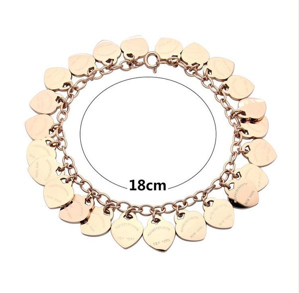 

titanium steel bracelet 18k gold rose silver heart shaped bracelets for friends party and fashion couple gift, Golden;silver
