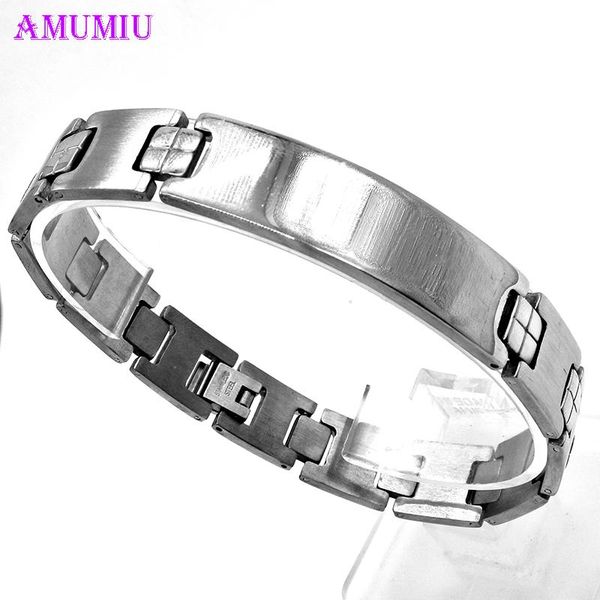 

link, chain amumiu link bracelets male jewelry stylish stainless steel silverly bracelet for men double b035, Black