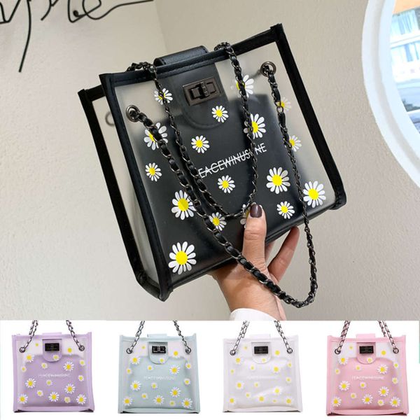 

women's daisy shoulder bags for fashion all-match transparent jelly chain bag handbags purse clutch